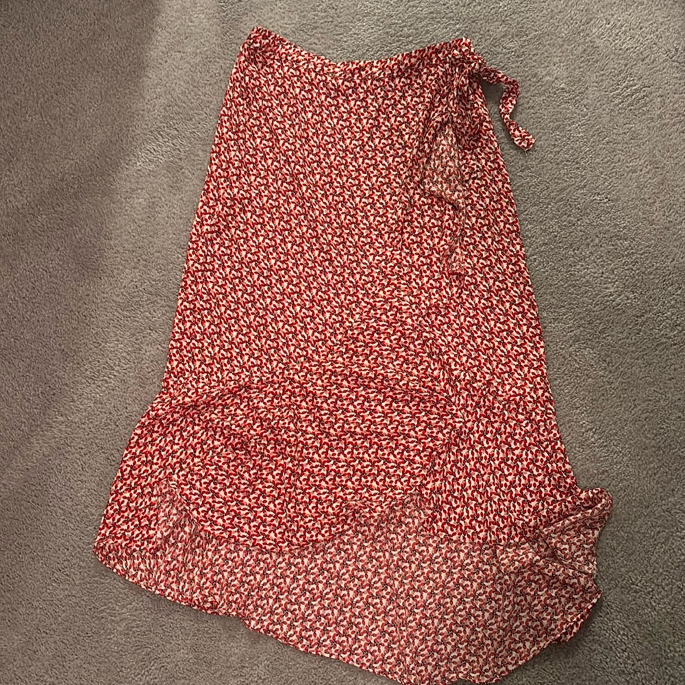Strawberry midi wrap skirt